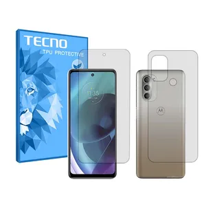 Tecno HyGEL model transparent screen protector suitable for Motorola Moto G51 5G mobile phone along with the back of the phone