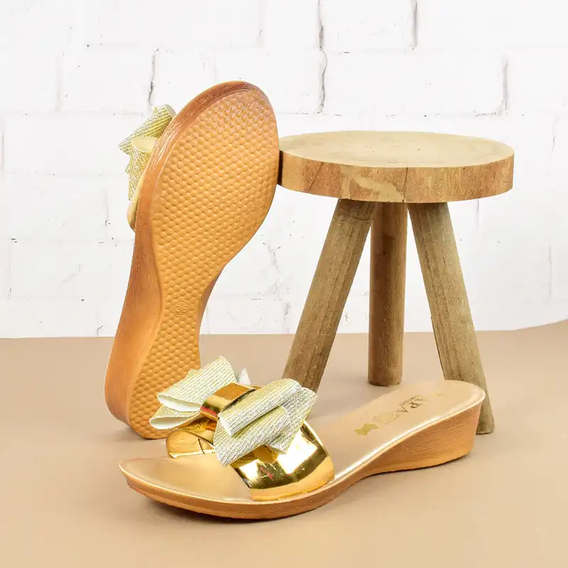 دمپایی زنانه پاپا مدل پاپیونی اکلیلی GLD.2137