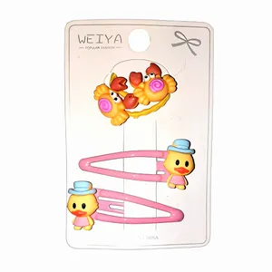 ست گیره و سنجاق مو دخترانه مدل اردک و خرچنگ مجموعه 4 عددی