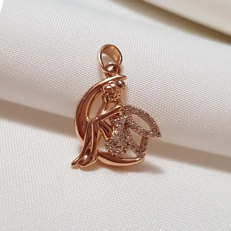 آویز گردنبند زنانه ژوپینگ مدل ماه نگینی کد 3342