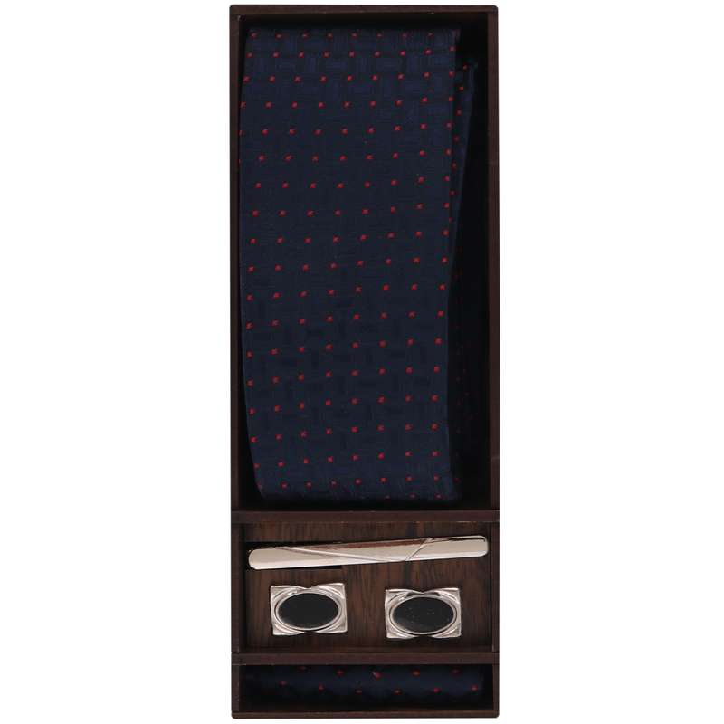 ست کراوات و دستمال جیب و گیره و دکمه سردست مردانه مدل PJ-107382