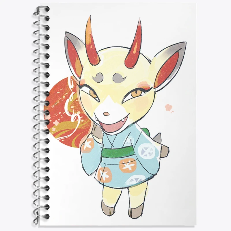 دفتر زبان 50 برگ خندالو مدل دو خط طرح بازی انیمال کراسینگ (Animal Crossing) کد 32647