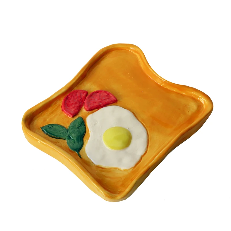 بشقاب سرامیکی طرح نان تست و نیمرو کد 1141