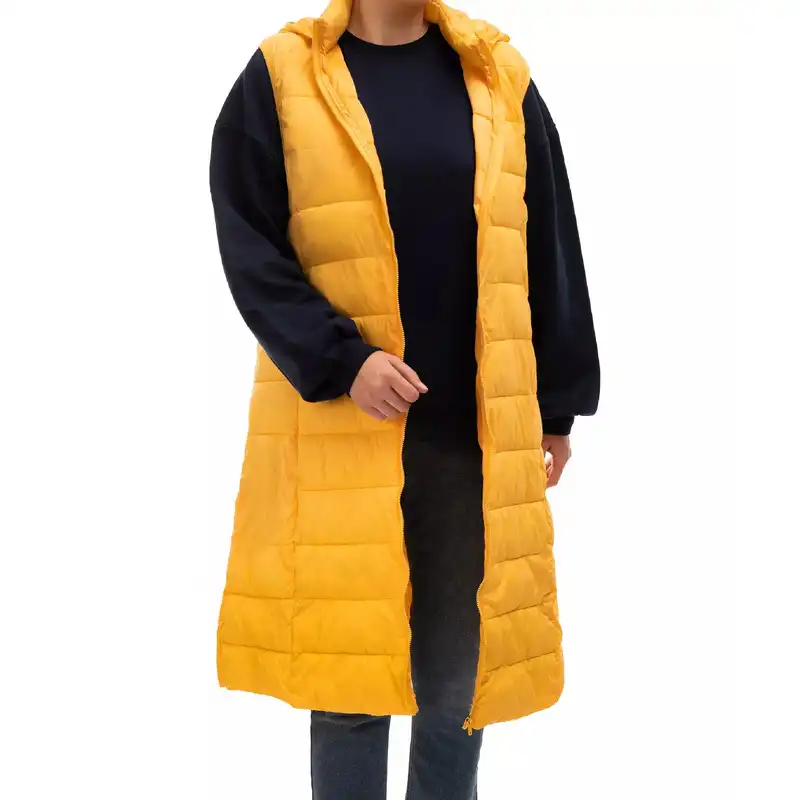 پافر زنانه جوتی جینز مدل کلاهدار کد 858510 رنگ نارنجی روشن