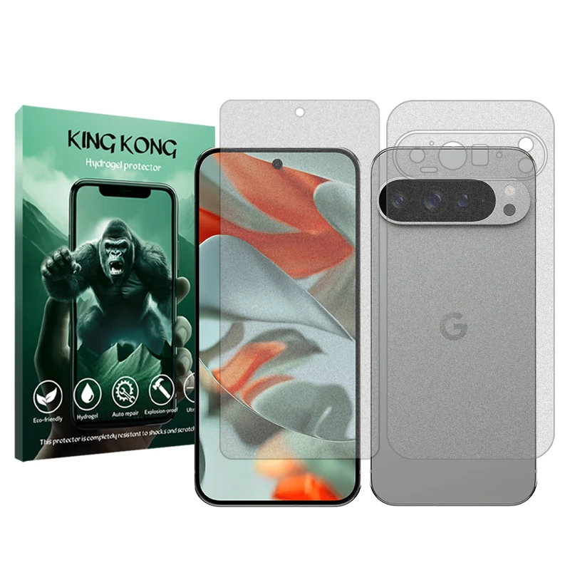 محافظ صفحه نمایش مات کینگ کونگ مدل Tough مناسب برای گوشی موبایل گوگل Pixel 9 Pro XL به همراه محافظ پشت گوشی