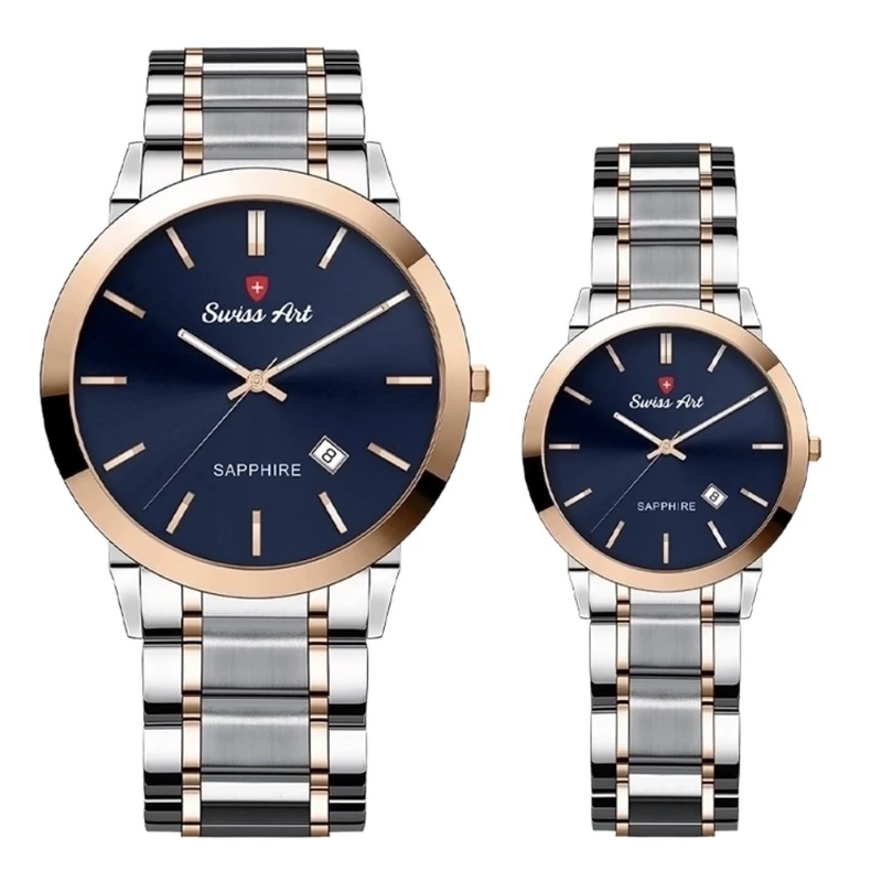 ست ساعت مچی عقربه‌ای کوارتز زنانه و مردانه سوئیس آرت مدل MR920WATCH040G.L