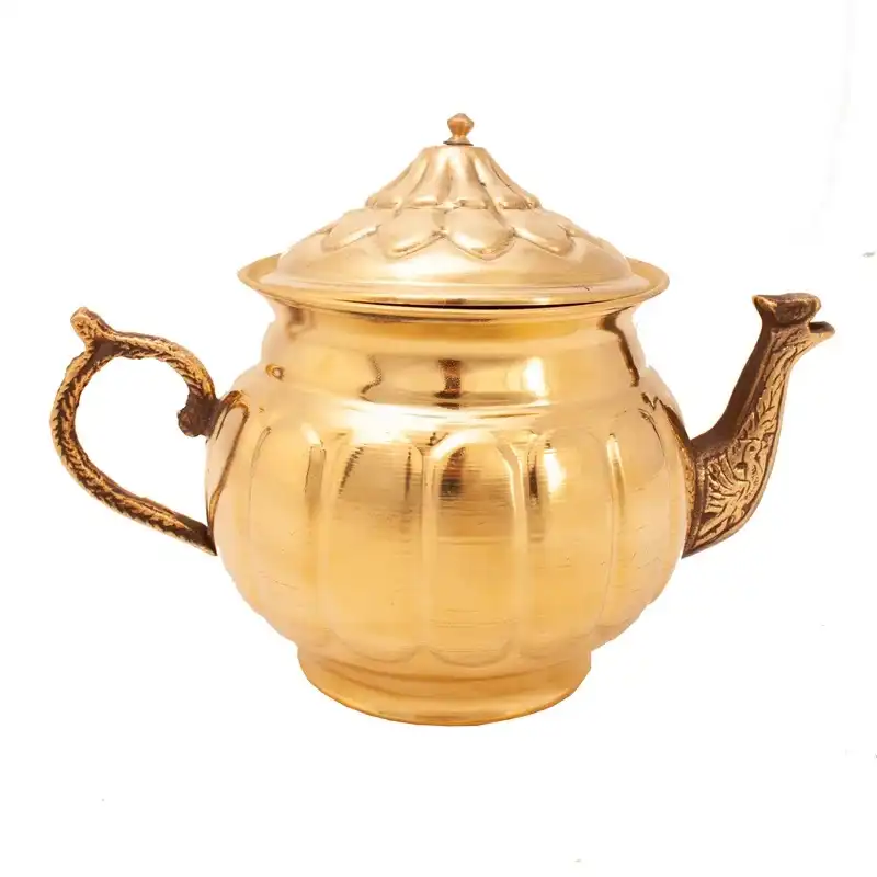 سرویس سماور ذغالی 5 پارچه برنجی مدل آینه