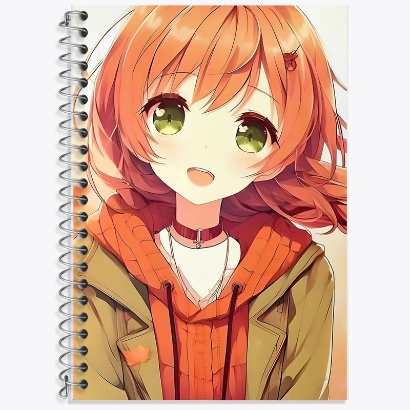 دفتر زبان 50 برگ خندالو مدل دو خط طرح دختر انیمه ای کد F6043