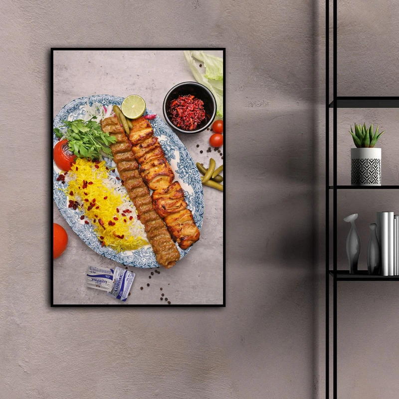 تابلو نوری بکلیت طرح غذای کبابی مدل B-D2097 فریم مشکی