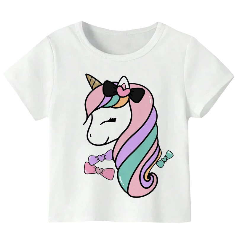 تی شرت آستین کوتاه دخترانه مدل اسب تک شاخ  WS05