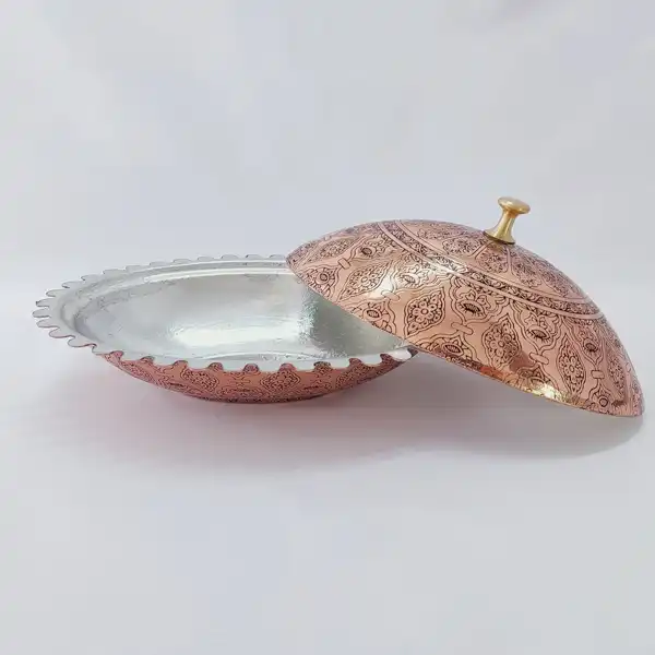 کره خوری مسی مدل قلم زنی کد ZH311