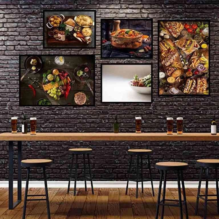 تابلو بکلیت طرح رستوران و فست فود مدل شاین اکلیلی B-828 مجموعه 5 عددی