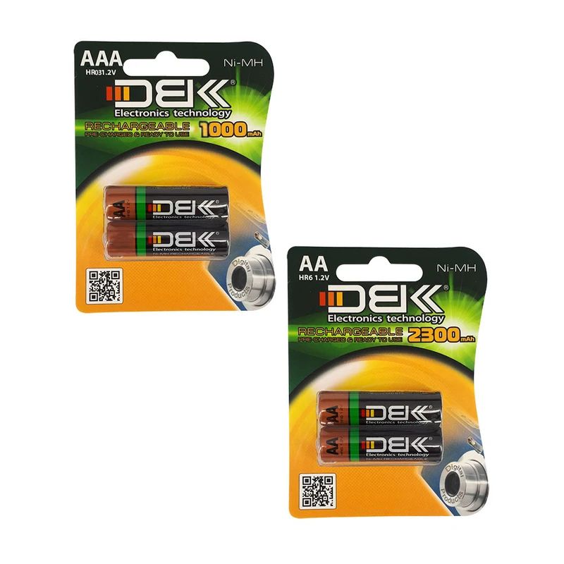 باتری قلمی و نیم قلمی قابل شارژ دی بی کی مدل 1000 HR6 2300mAh/HR03 بسته 4 عددی