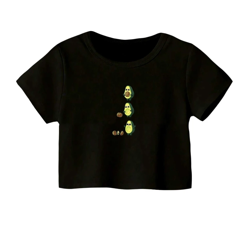 کراپ‌ تی‌شرت آستین کوتاه زنانه مدل آووکادو باردار