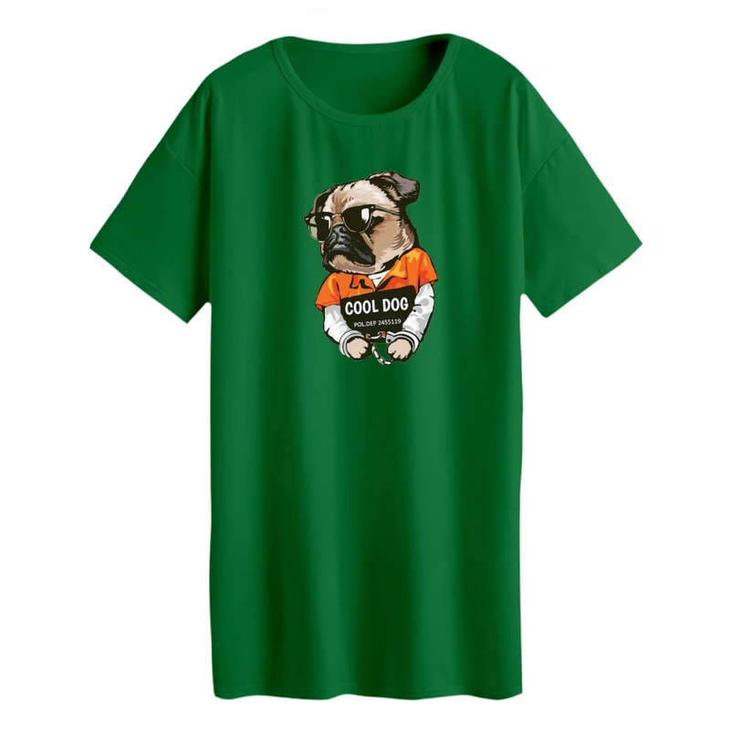 تی شرت لانگ آستین کوتاه زنانه مدل سگ کد 9