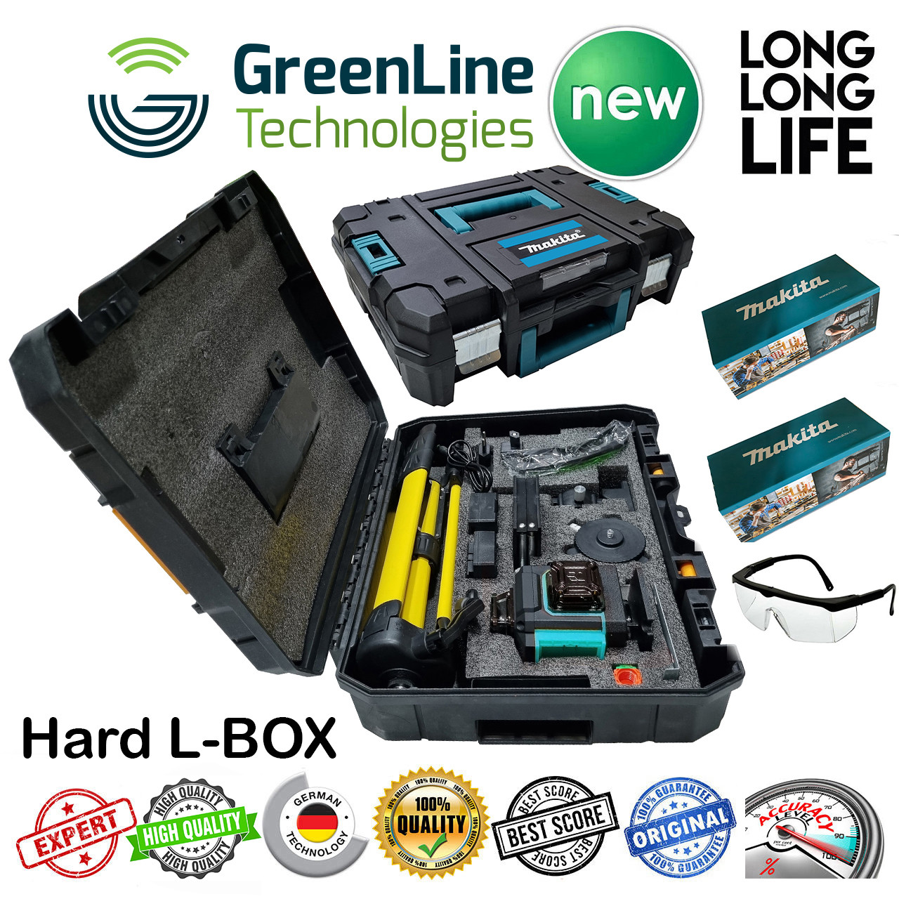 تراز لیزری ماکیتا مدل ترکیبی نور سبز کد 16Lines-BOX -360 سری فوق هوشمند