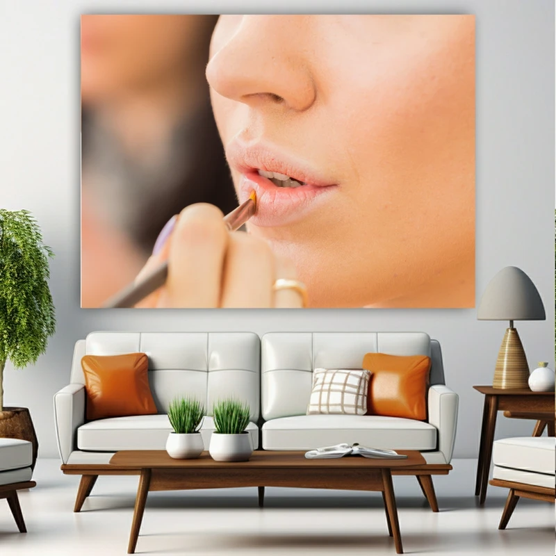 تابلو بوم طرح مخمل آرایشگاه زنانه مدل رژ لب کد FP105177