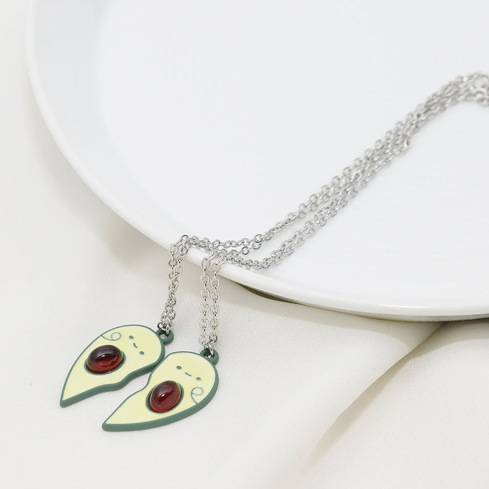 گردنبند دخترانه دلنار گالری مدل آووکادو مکمل مجموعه 2 عددی