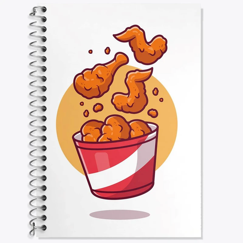 دفتر زبان 50 برگ خندالو مدل سه خط طرح فست فود سوخاری کد 29468