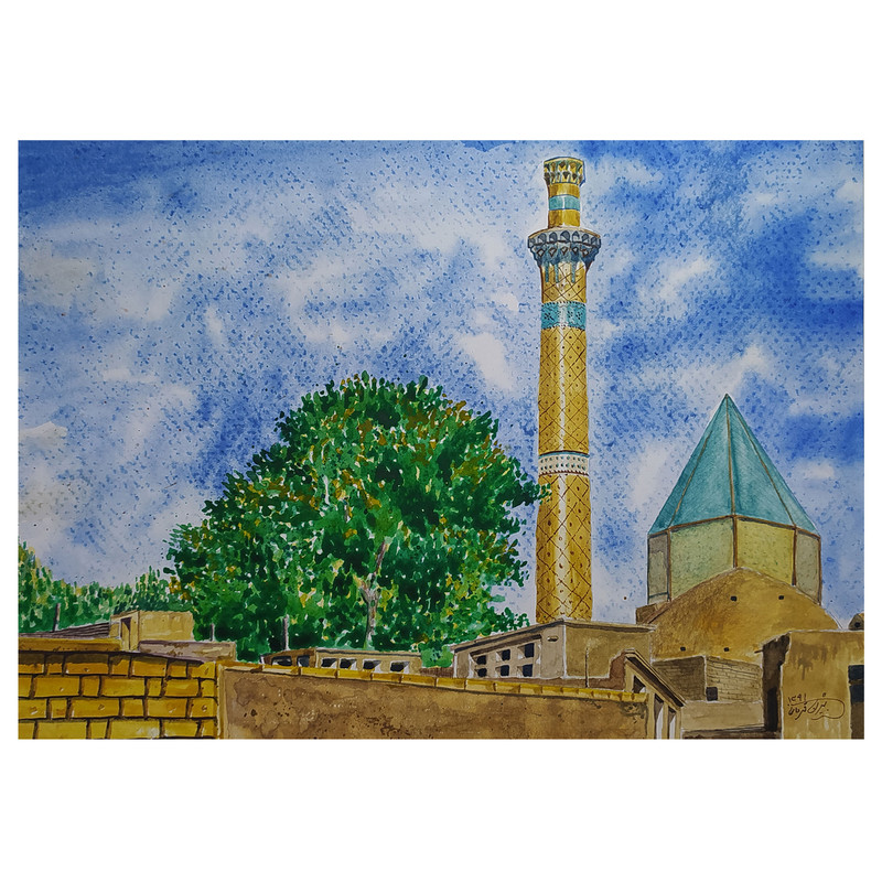 نقاشی آبرنگ طرح مسجد جامع نطنز کد 8