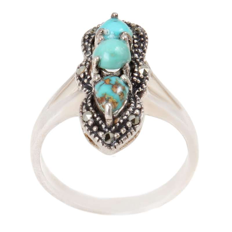 انگشتر نقره زنانه بازرگانی میلادی مدل سنگ فیروزه نیشابور کد AW_524