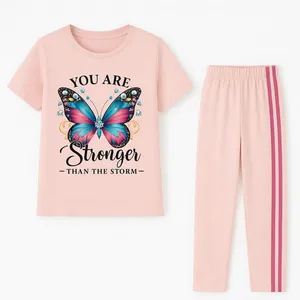 ست تی‌شرت آستین کوتاه و شلوار راحتی دخترانه مدل k121