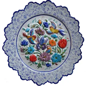 بشقاب میناکاری طرح گل و مرغ کد 1200