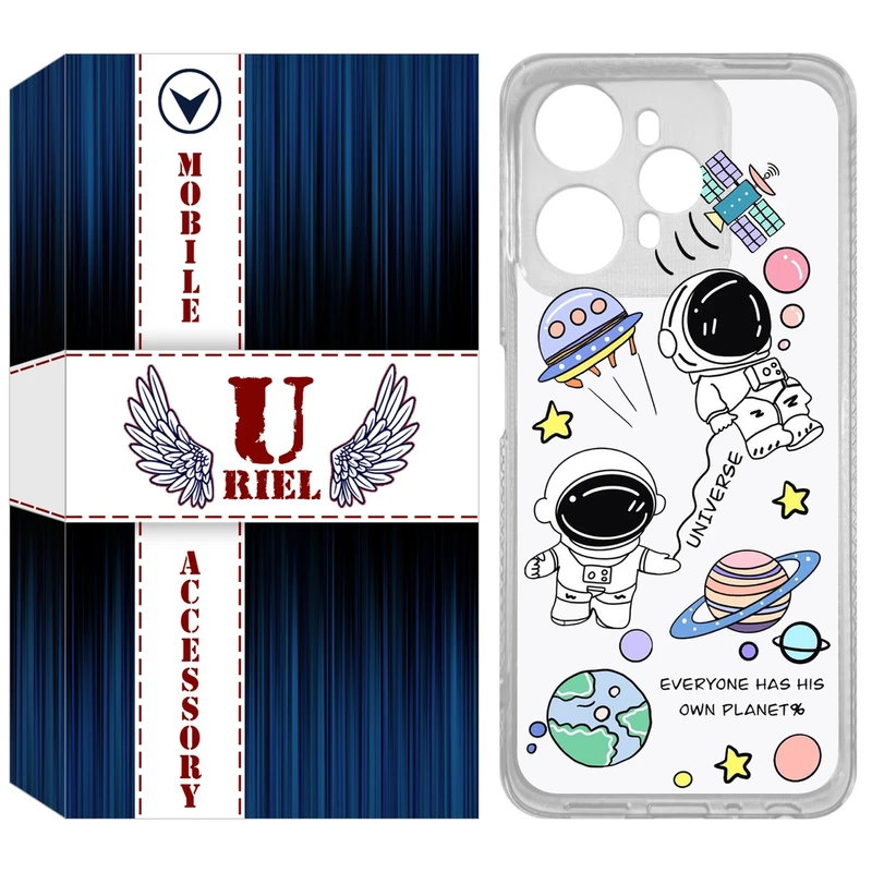 کاور یوریل مدل Clear کد 25 طرح فضانوردان مناسب برای گوشی موبایل وکال V1 / V1 Plus