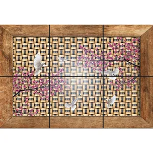 تایل سقفی آسمان مجازی طرح کبوتر و شکوفه کد 223 سایز 60x60 سانتی متر مجموعه 6 عددی