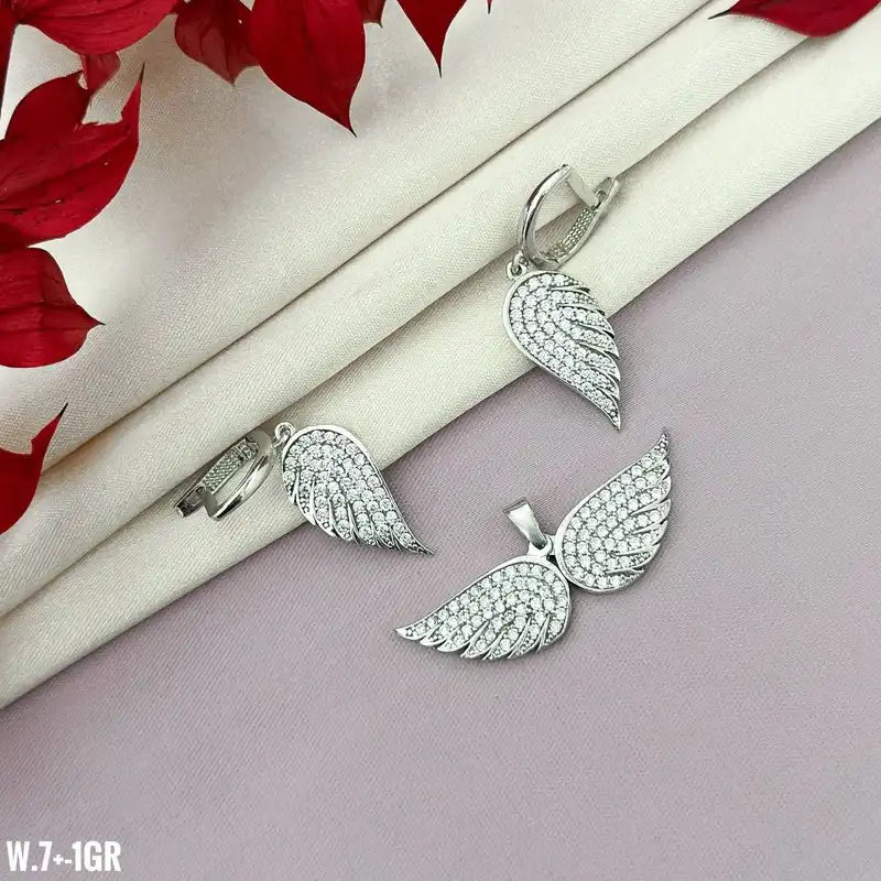 نیم ست نقره زنانه مدل طاووس کد RZH-00189