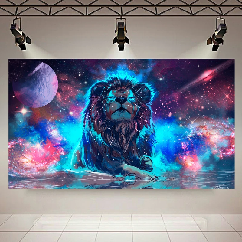 تابلو بوم طرح کهکشان و ستارگان مدل Lion کد AR3610
