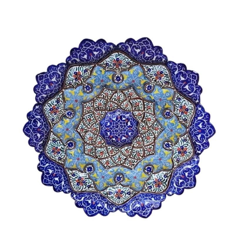 بشقاب میناکاری مسی میناسرای نیکنامی مدل بازاری کد 2001