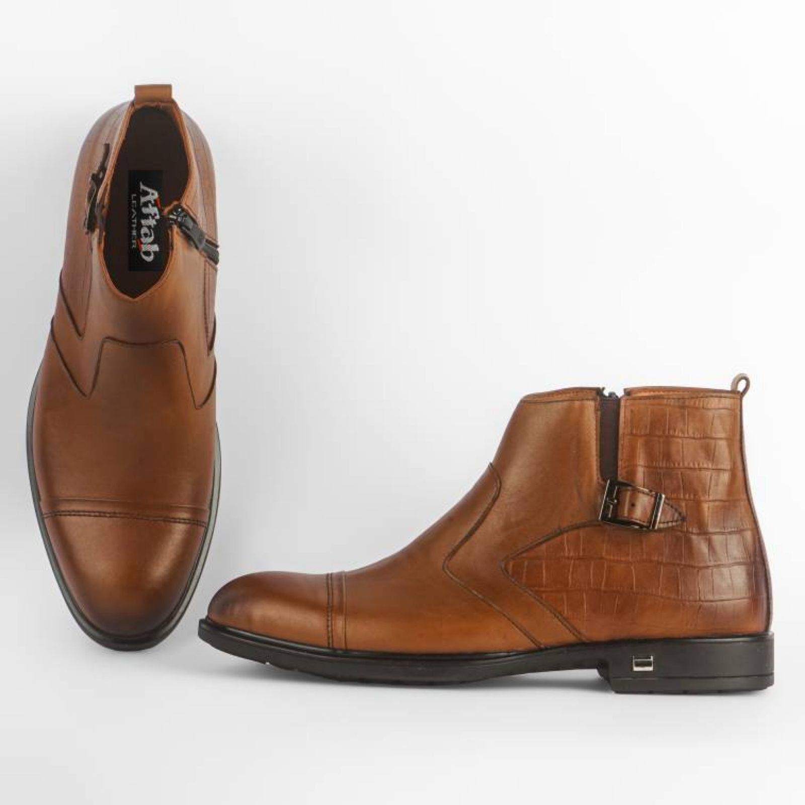 نیم بوت مردانه چرم آفتاب مدل B100 -  - 2