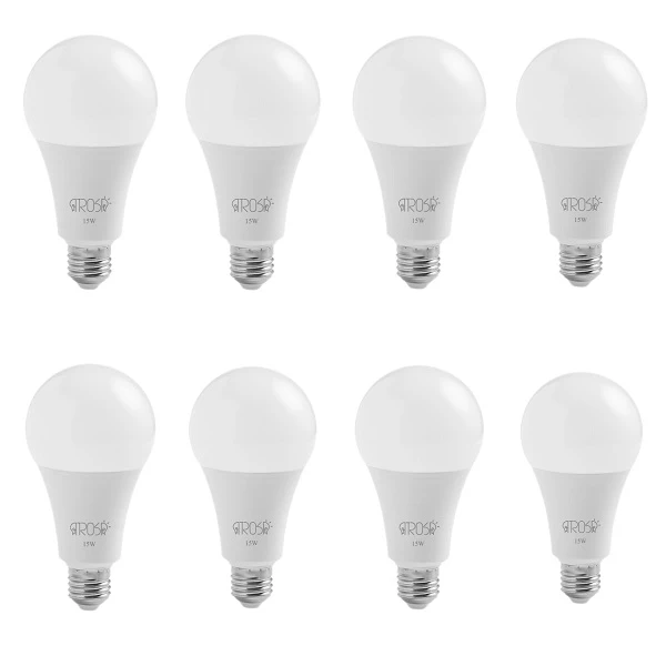 لامپ ال ای دی 15 وات آتروسا مدل حبابی پایه E27 مجموعه 8 عددی 