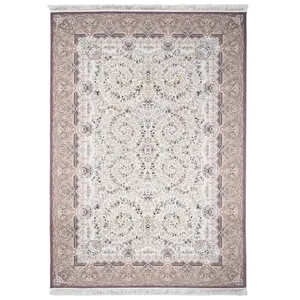 فرش ماشینی 1200 شانه محتشم زمینه نقره‌ای حاشیه نقره ای مدل 100919