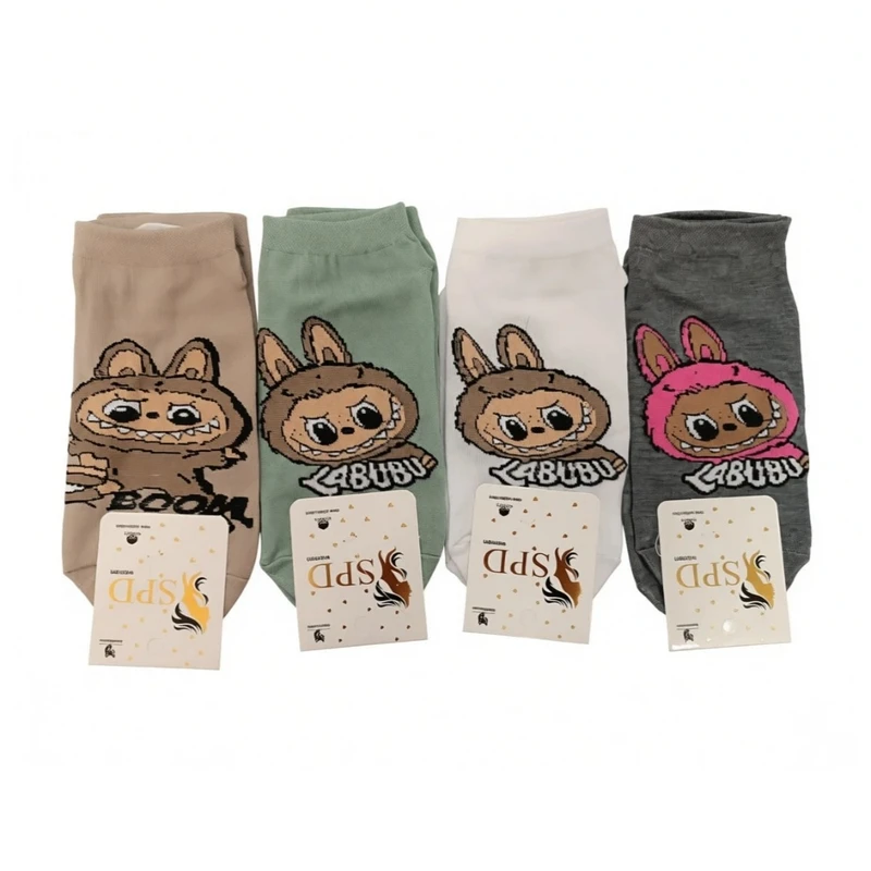 جوراب ساق کوتاه زنانه مدل لبوبو بسته 4 عددی