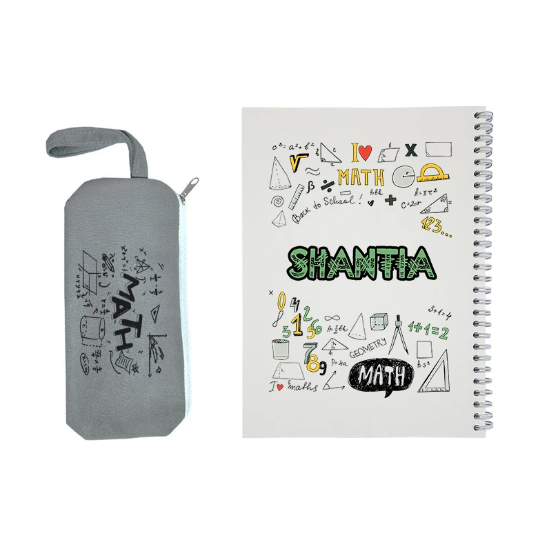 دفتر مشق 50 برگ طرح ریاضی مدل شنتیا به همراه جامدادی