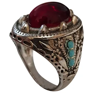 انگشتر نقره مردانه مدل یاقوت Y199