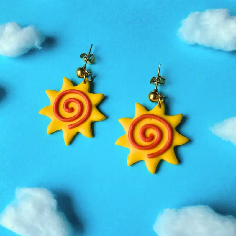 گوشواره زنانه مدل پلیمری خورشید تابان