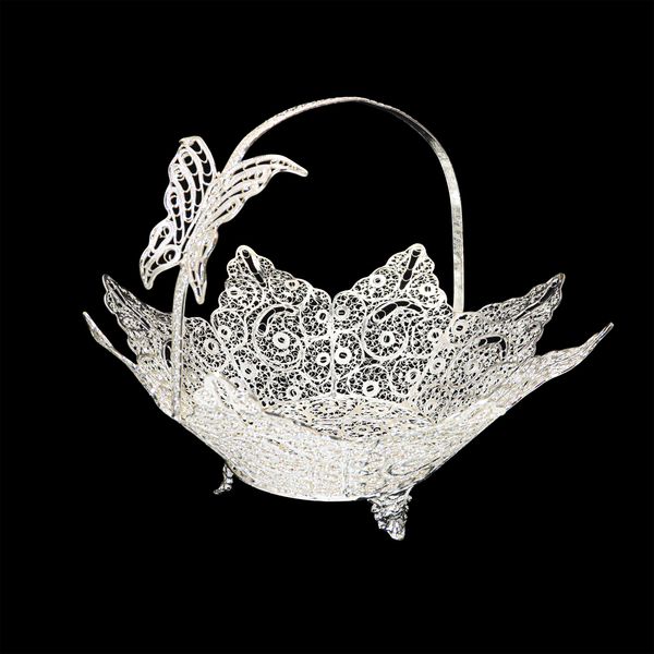 میوه خوری ملیله کاری مدل مدوسا طرح پروانه کد 3023