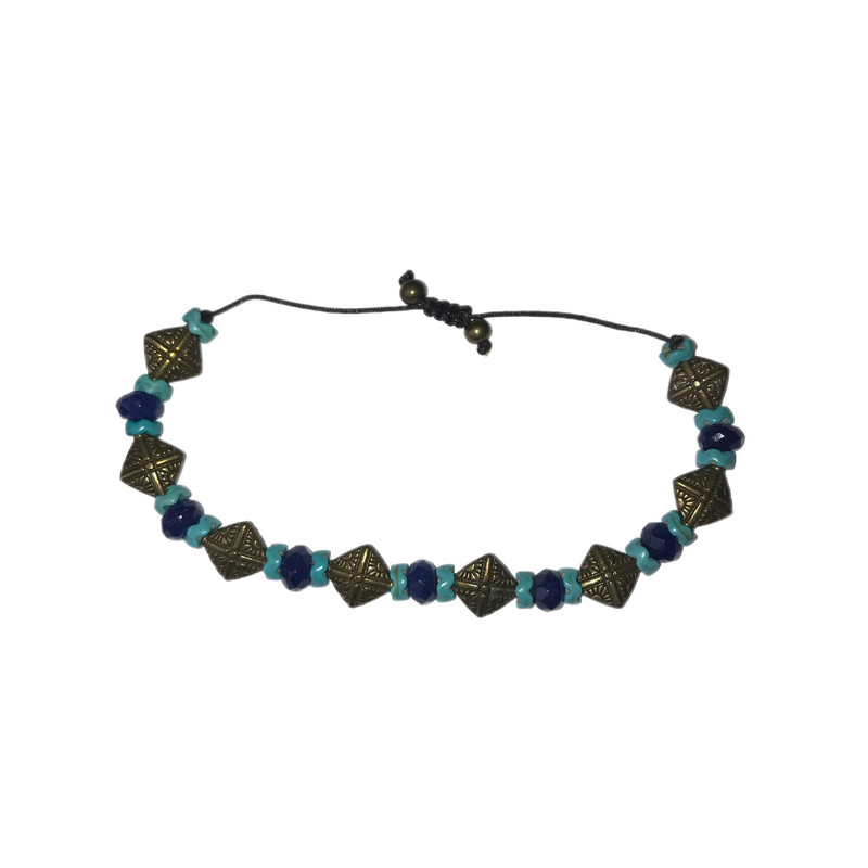 نیم ست زنانه مدل سنگ فیروزه و عقیق و برنز کد S-288