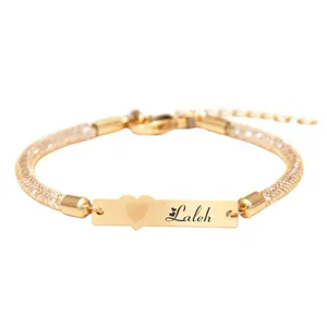 دستبند بند و طلا 18 عیار زنانه لیردا مدل اسم لاله 30309