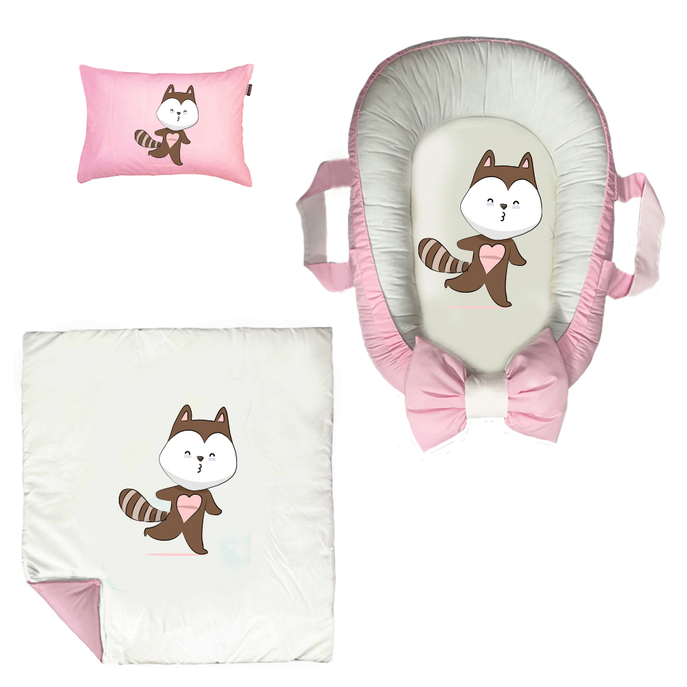 سرویس خواب سه تکه نوزاد مدل گارد محافظ دار طرح کیتی کد 02