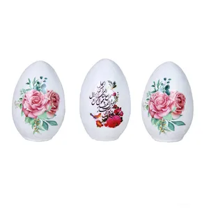 تخم مرغ سفالی مدل هفت سین طرح گل کد FF022 مجموعه 3 عددی