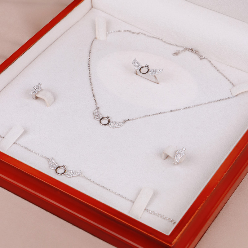 نیم ست نقره زنانه جی تی ای مدل بال فرشته