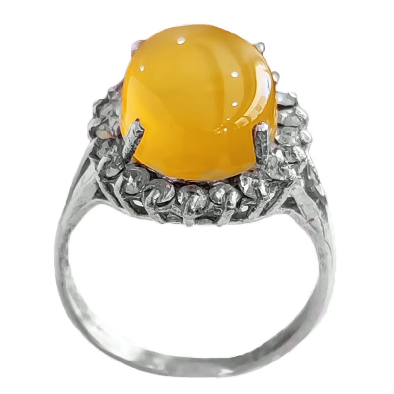 انگشتر نقره زنانه مدل عقیق شرف الشمس شکوفه کد SHW6038