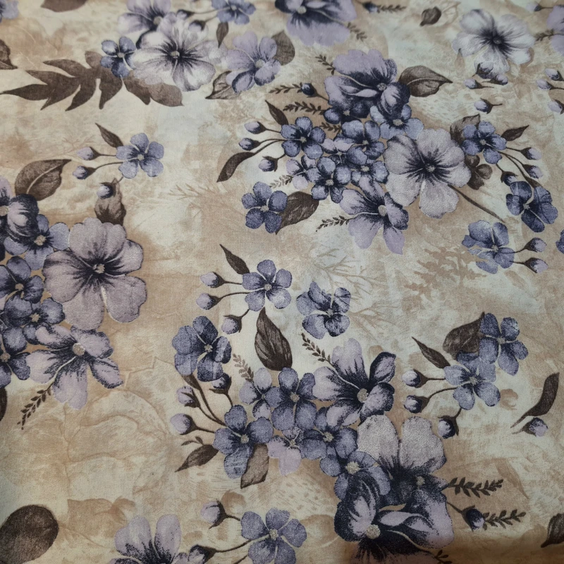 پارچه ملحفه عرض ۲ متر مدل گلدرشت نخی کد ۰۴۰۵ رنگ سرمه‌ای