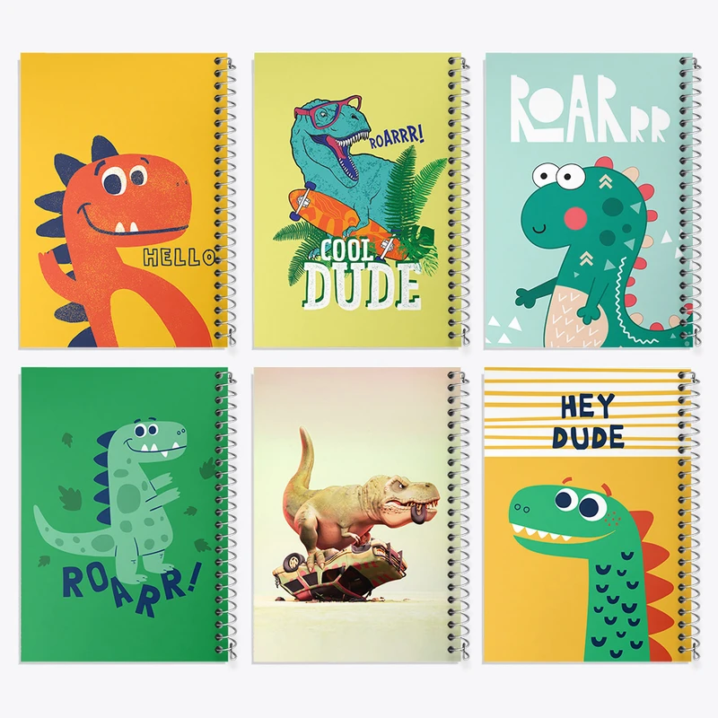 دفتر مشق 50 برگ خندالو طرح دایناسور کیوت کد 968 مجموعه 6 عددی