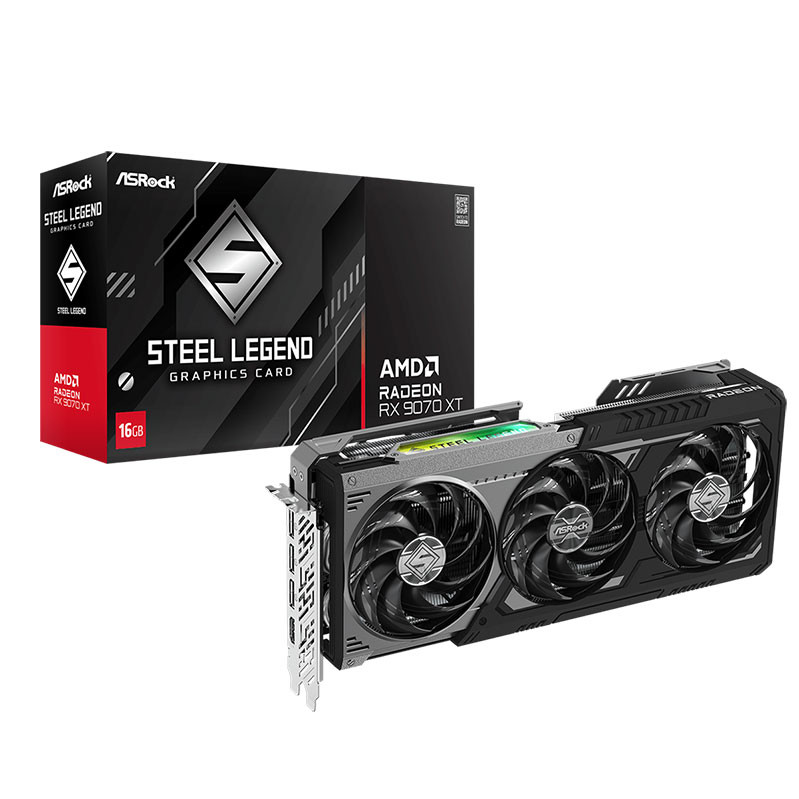 کارت گرافیک ازراک مدل AMD Radeon™ RX 9070 XT Steel Legend Dark 16GB