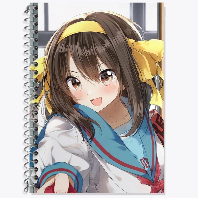 دفتر زبان 50 برگ خندالو مدل سه خط طرح انیمه ناپدید شدن هاروهی سوزومیا کد 24306